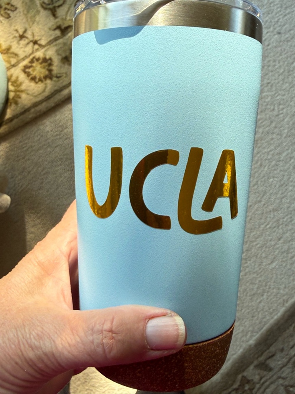 UCLA BRUINS Blue and Gold Letter Light Blue Travel Tumbler - Home Accents.  16oz
